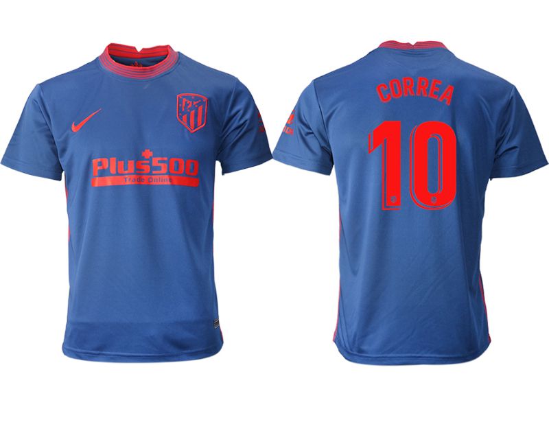 Men 2020-2021 club Atletico Madrid away aaa version #10 blue Soccer Jerseys